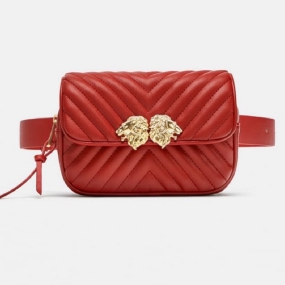 Zara Handbags - ZARA Red Lion Fanny Pack Gold